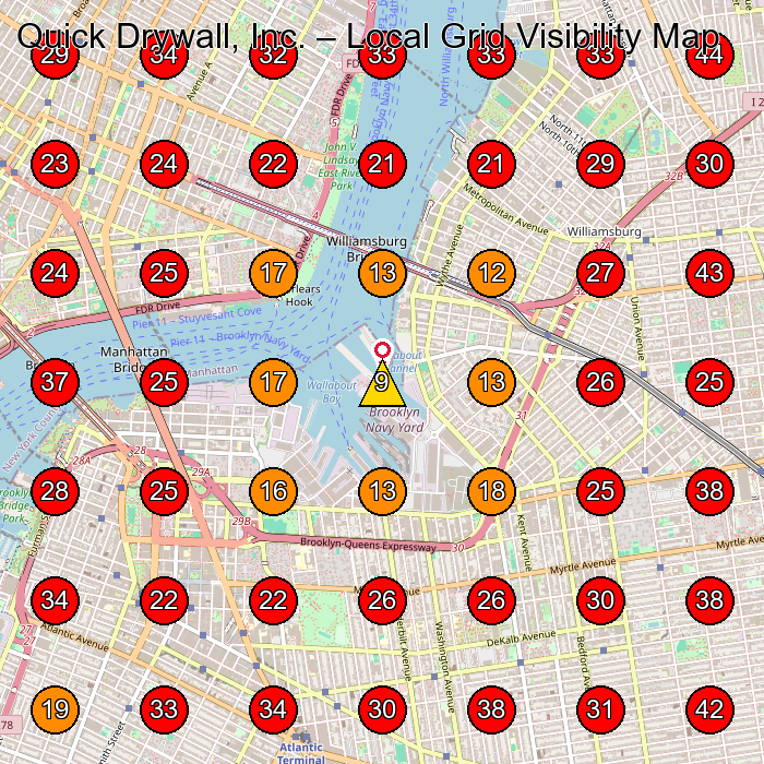 Quick Drywall, Inc. GeoGrid visibility map for Painting in Brooklyn